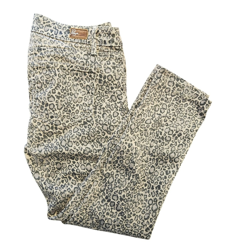 Paige Peg Skinny‎ Jeans Womens 30 Leopard Animal Print Grey Tan Low Rise Pants